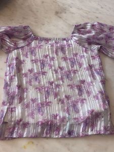 Sheer Floral Puff Sleeve Top