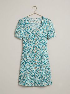 Blue Floral Sweetheart Mini Dress