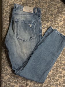Stylish Distressed Blue Jeans