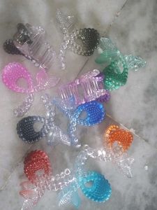 9 Colorful Beaded Hair Claw Clips Set