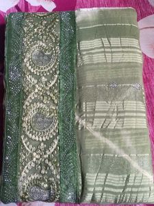 Elegant Green Embroidered Saree