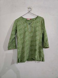 Green Paisley Print Kurta