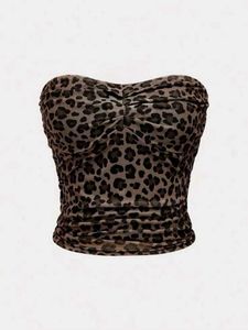 Leopard Print Strapless Top