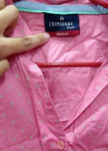 Women Pink Collar Shirt