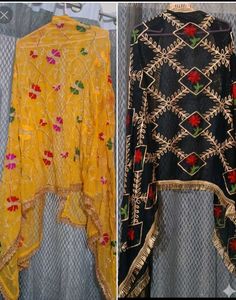 🥳combo✨ Embroidery - dupatta Yellow & Black