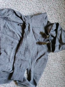 Grey Hoodie with Sparkly Drawstrings
