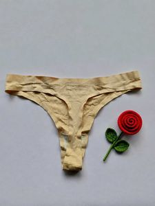 Women's Beige Printed Thong Panty | Soft &amp; Stretch
