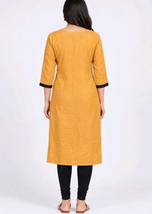 Yellow Printed Kurta with Black Accents