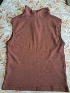 Blue Ribbed top &amp; Brown to