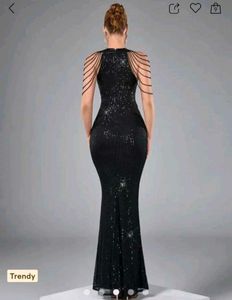 Sparkling Black Sequin Gown