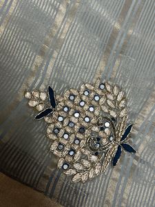 Elegant Grey Saree with Embellishments