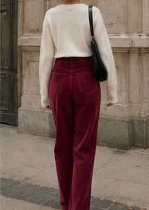 Y2k Chic Burgundy Corduroy Pants