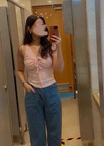Pink Tie-Front Tank Top