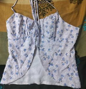 Chic Floral Halter Neck Top