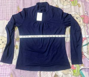 New Women's Pleated Mock Neck Knit Top