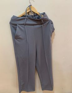 Stylish Grey High-Waist Dungaree