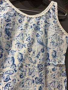 Blue Paisley Print Sleeveless Kurti