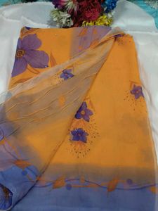 Vibrant Floral Print Saree with blouse