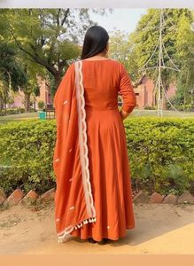 Elegant rust Kurta Set with Dupatta