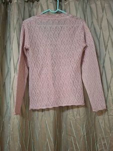 Pink Knit Tie-Front Cardigan
