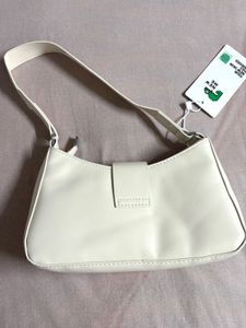 Cream Shoulder Bag with Silver Buckle