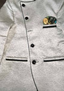Boys Cream Indo Western Blazer | 8-11 years