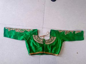 Embroidered Green Silk Blouse
