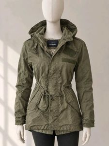 Olive Green Vintage Utility Jacket | Hooded Milita