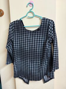 Stylish Checked Long Sleeve Top