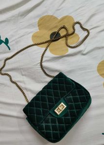 Green Velvet Shoulder/Sling  Bag