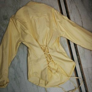 Corset Back Long Sleeve Blouse