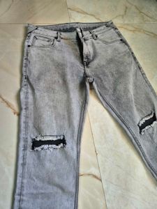 Moda Rapido Stylish Ripped Grey Wash Jeans