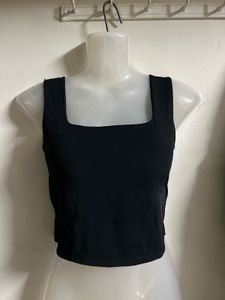 Black Square Neck Crop Top