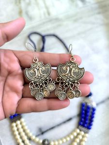Blue &amp; Pearl Multi-Layer Necklace Set
