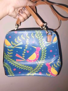 Unique Blue Bird Print Crossbody Bag