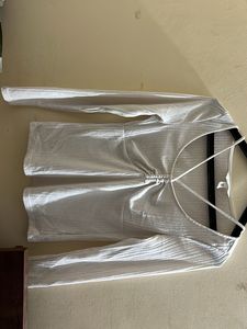White Ribbed Long Sleeve Crop Top