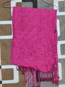 Vibrant Pink Scarf with Tassels
