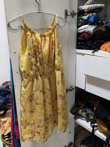Butter Yellow Floral Mini Dress