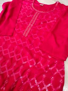 New Beautiful Pink Sequined Kurta set