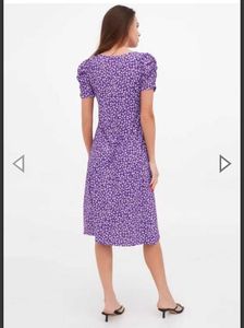 Chic Purple Floral Midi Dress with Slit