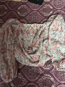 Sheer Floral Puff Sleeve Top