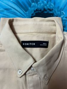 Men's Beige Button-Down Shirt