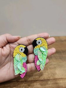 Parrot Beaded Statement Earrings