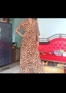 Stylish Leopard Print Kurta plazo Set