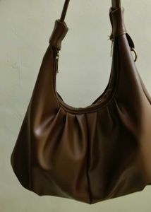 Chic Brown Ruched Hobo Bag
