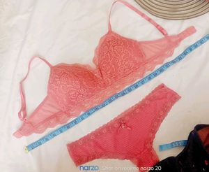 Peach Lace Bra and Panty Set