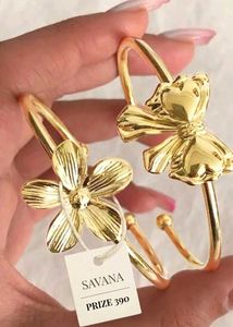 Chic Gold-Tone Flower &amp; Bow Bangles