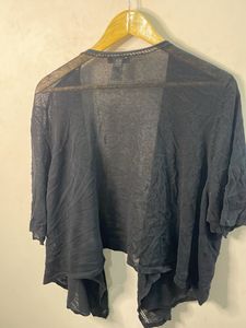 Black Sheer Cropped Cardigan