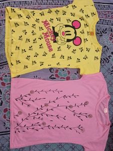 2 Tshirts (Yellow And Pink)