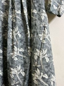 Grey Floral Print Kurta
